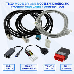 KTTOOL Tesla diagnostic cables with a 4-pin S/X connector for flexible data access.