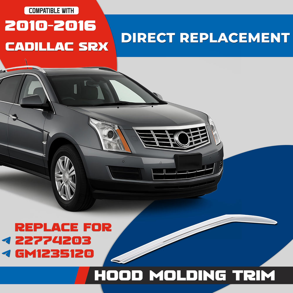 KUAFU chrome hood molding trim on Cadillac SRX front grille integration for refreshed look