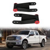 KUAFU rear drop shackle for F-150, side view showing compact stance improvement
