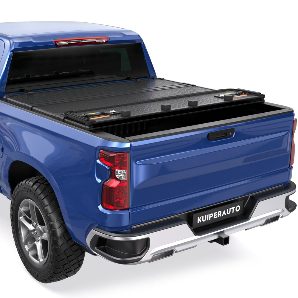KUIPERAUTO five point eight ft quad hard tonneau cover protects cargo from rain and dust