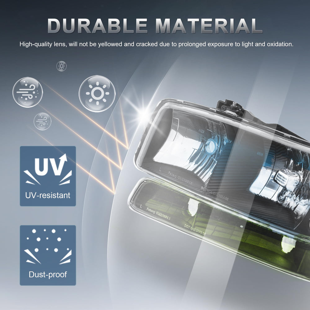 KUIPERAUTO Yukon front headlight assembly with clear lens for bright illumination