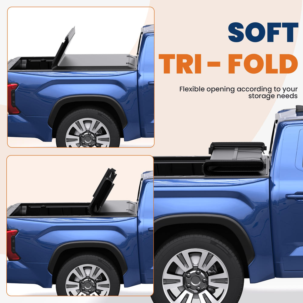 KUIPERAUTO soft-tri tonneau fully closed provides weatherproof cargo protection