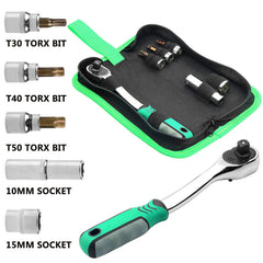 Kujunpao handy-ratchet-wrench offers room to rotate during fast roof removal.