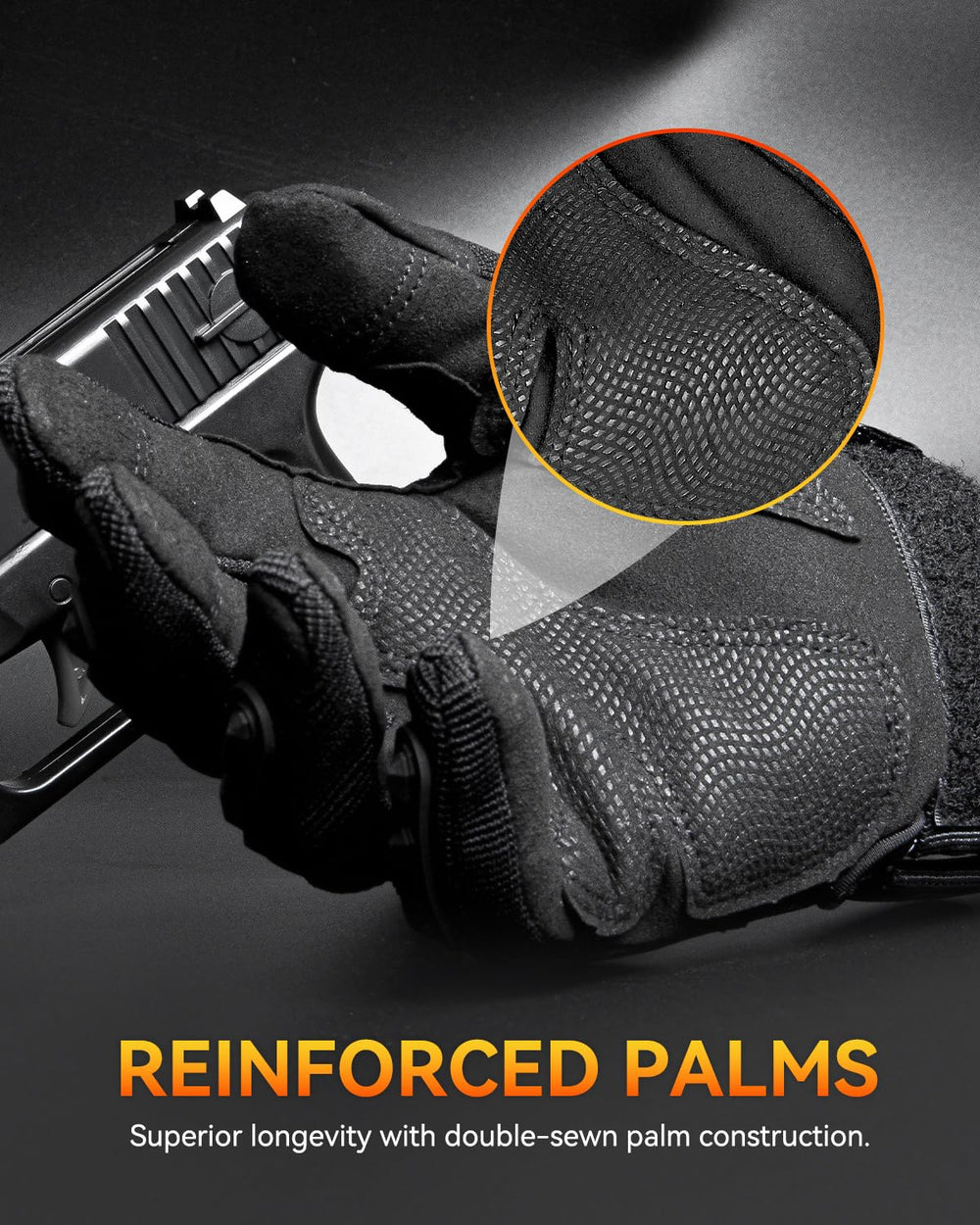 KUMGIM Tactical Gloves touchscreen fingers: conductive fibers for smartphone use without removing gloves.