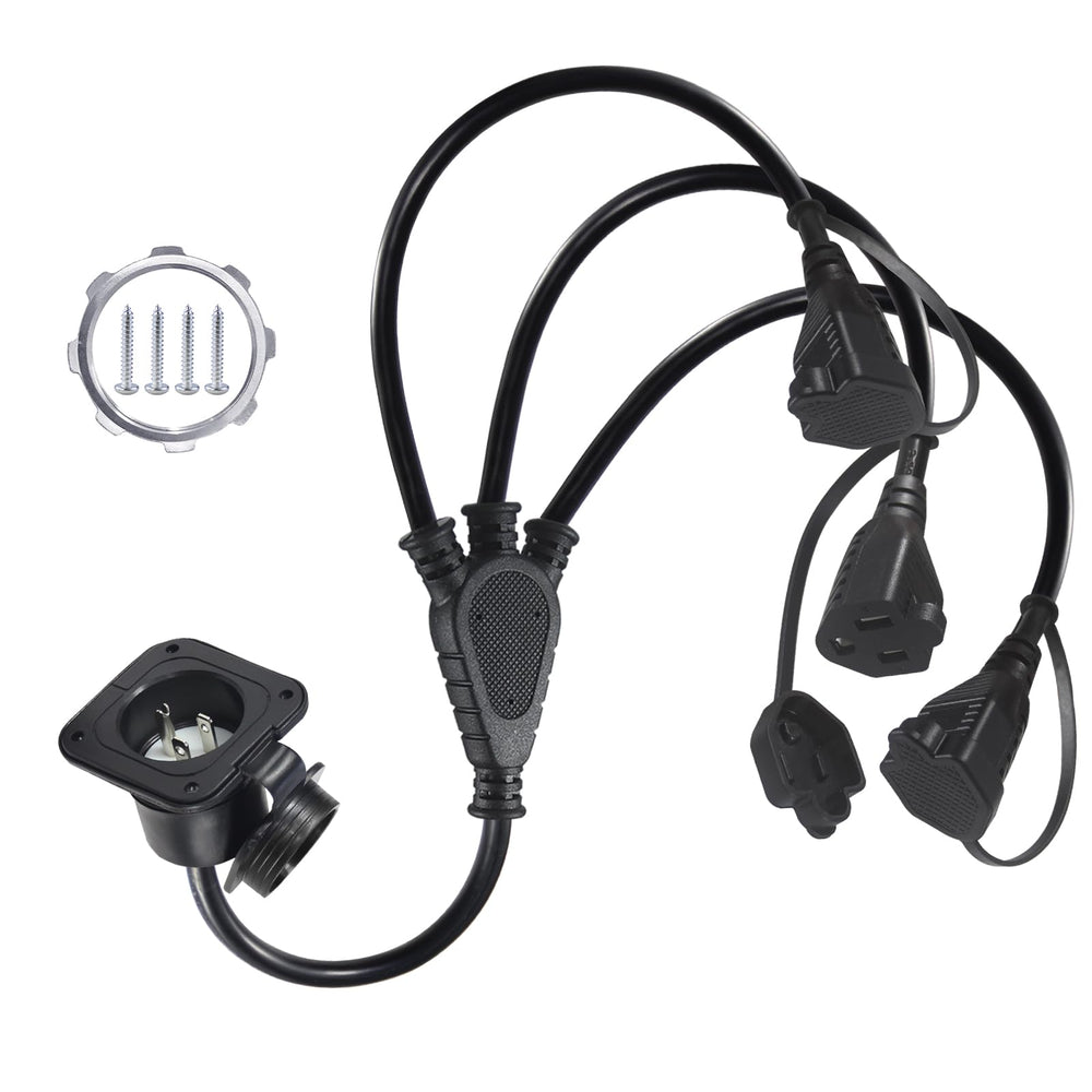 KUNCAN 15A AC port plug front view for dependable outdoor shore power.