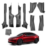 KUNIST 8PCS door sill protector for front doors guarding Juniper Model Y thresholds with carbon fiber look