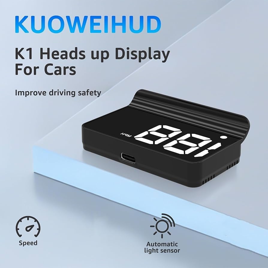 KUOWEIHUD K1-White in-car use highlighting HUD benefits during travel