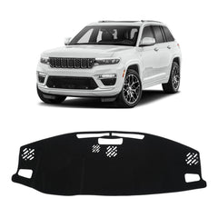 KUST black dash cover for Jeep Grand Cherokee 4XE—front view with anti-slip backing.