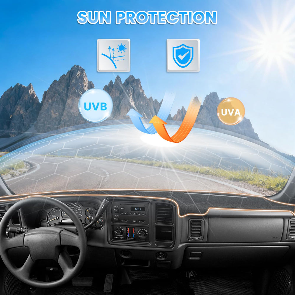 KUST dash cover on Yukon XL 2000-2006 demonstrates secure anti-slip base.