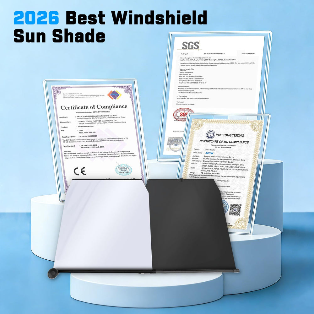 KUST sunshade folds away for compact storage in car