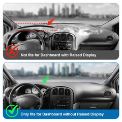 KUST dash cover Town Country 2001-2007; UV shield protects interior.