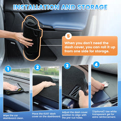 KUST dash cover rolls up for easy storage when not used.