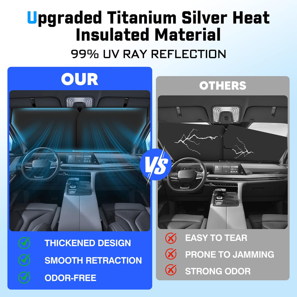 KUST sunshade retracted under windshield to save space