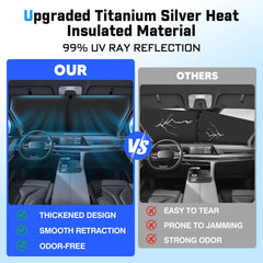 KUST sunshade retracted under windshield to save space
