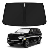 KUST windshield shade on Cadillac Escalade provides full windshield coverage for a cooler cabin