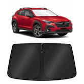 KUST windshield shade on Subaru Crosstrek Wagon front view blocks UV rays and heat.