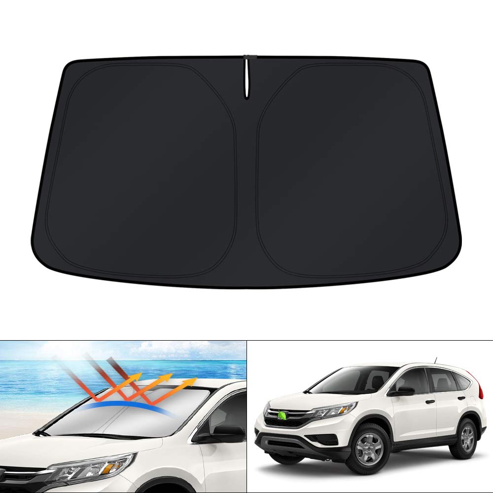 KUST windshield shade on CR-V hood coverage reduces heat and blocks UV
