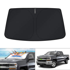 KUST windshield shade fits Chevy Silverado/Sierra 1999–2006 for full windshield coverage and UV protection.
