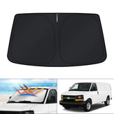 KUST windshield shade folded for compact storage and quick use.