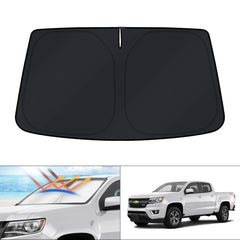 KUST windshield shade front view showing a precise fit for Chevy Colorado