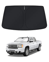 KUST windshield shade fully covers Silverado windshield to keep the cabin cooler.