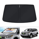 KUST windshield shade for Honda Pilot, front view, blocks UV rays for a cooler cabin.