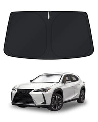 KUST windshield shade on Lexus UX front view for UV protection and cooling