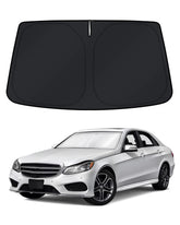KUST windshield shade for Mercedes E-Class with full-coverage fit reduces sun glare.