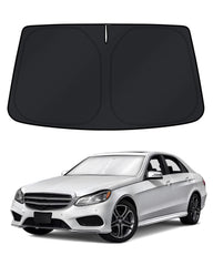 KUST windshield shade for Mercedes E-Class with full-coverage fit reduces sun glare.