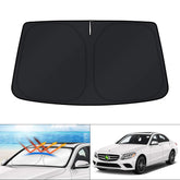 KUST windshield shade for Mercedes W205 with full-coverage fit blocks UV rays.