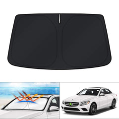 KUST windshield shade for Mercedes W205 with full-coverage fit blocks UV rays.