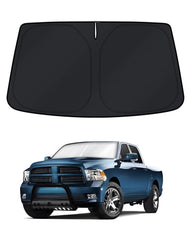 KUST windshield shade for Ram 1500 offers full coverage and UV protection.