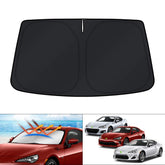 KUST windshield shade for Toyota 86/GR86 keeps cabin cool and blocks UV rays.