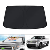 KUST windshield shade for Toyota Tundra front window cover reduces sun exposure and heat.
