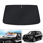 KUST windshield sun shade for BMW X5 with custom fit and full windshield coverage