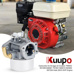 Kuupo Intek 206 carburetor installation view showing complete components for easy setup.