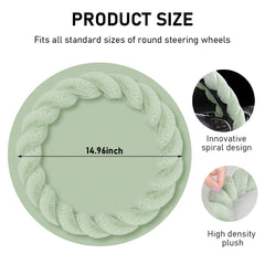 KVAEY fluffy steering wheel cover side grip view highlights anti-slip texture