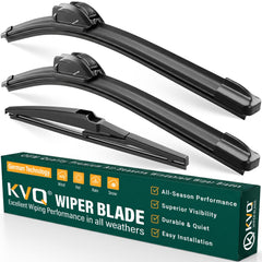 KVQ windshield wiper blades 24/20/11 front view with OEM-like fit for clear visibility