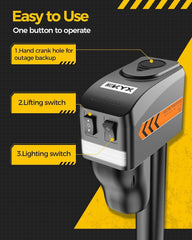 KYX electric trailer jack extended to maximum height for versatile ground clearance.