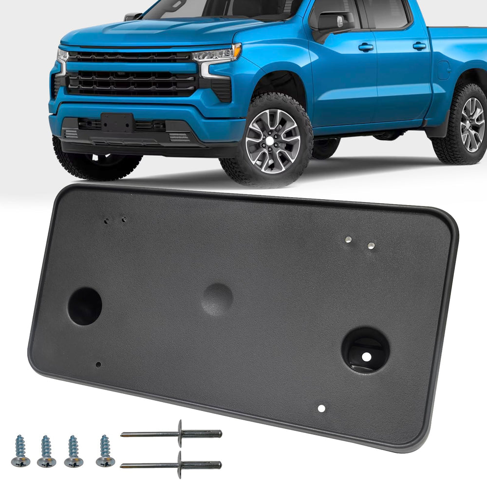 KYYET front bumper license frame for Silverado 1500 with durable finish.