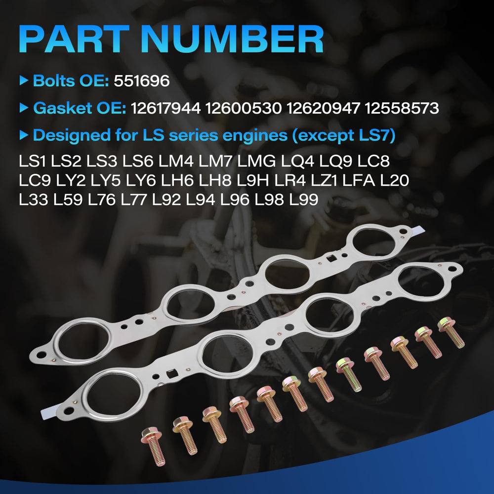 KZDAZ bolts kit includes 12 fasteners for secure manifold installation.