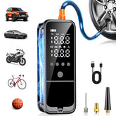 KZKB tire inflator main view shows fast, accurate inflation for cars and bikes.