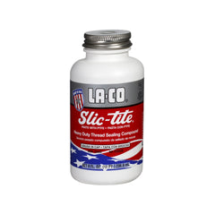 La-Co Slic-Tite paste with brush-cap seals metal and plastic threads.