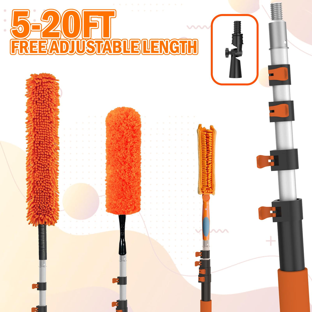 LAANPOLE high ceiling duster reaches tall ceilings and fixtures from below.
