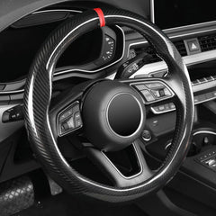 Labbyway carbon fiber steering wheel cover with a sleek universal fit for improved grip.