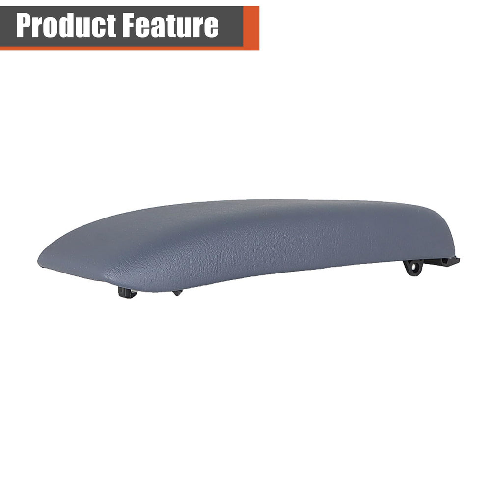 Labwork blue-gray center console lid close-up, showcasing durable PU leather.