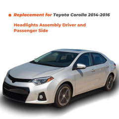 Labwork packaged headlight assembly for Corolla, ready for installation