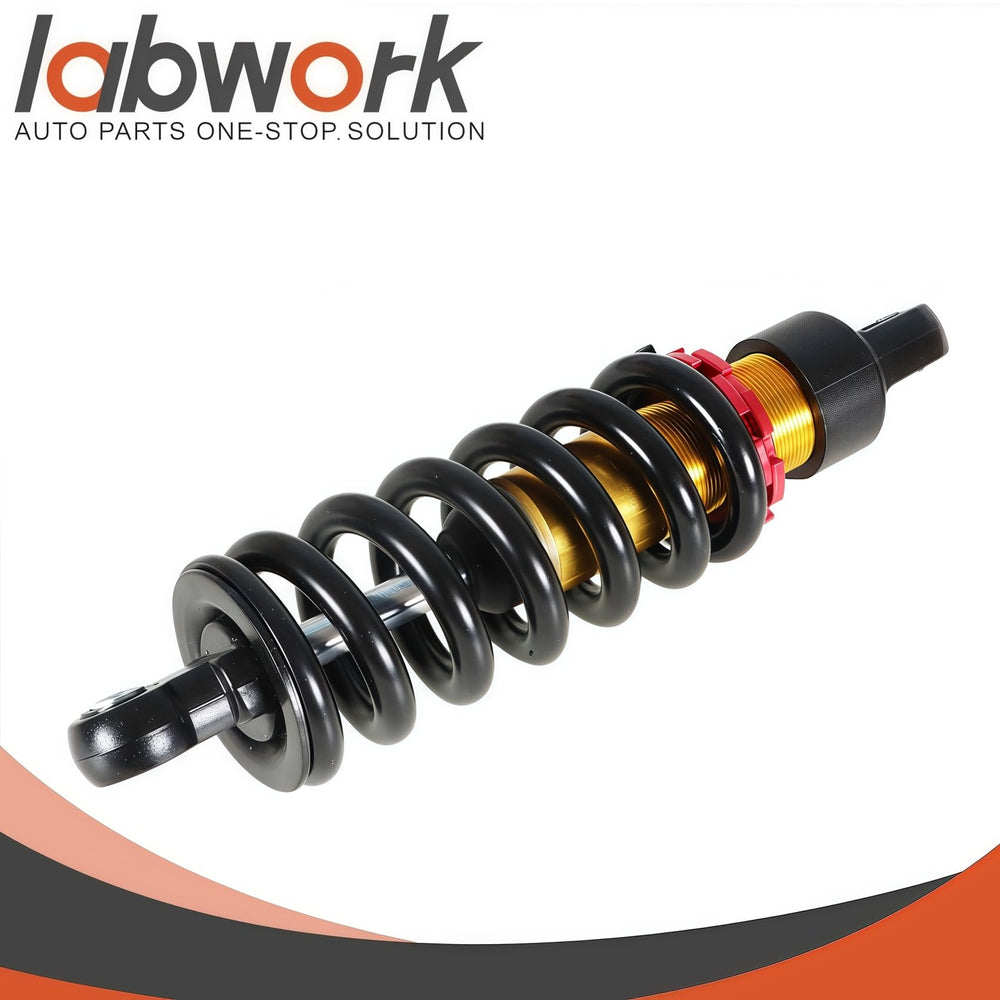 labwork 10.5-inch shock close-up shows damper rod and mounting eyelets