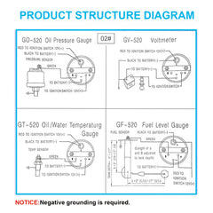 LAGWIUY 52mm gauge compatible with 12V vehicles and boats