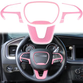 LAIKOU 4Pcs pink steering trim fits Dodge Charger and Challenger for a refined interior upgrade
